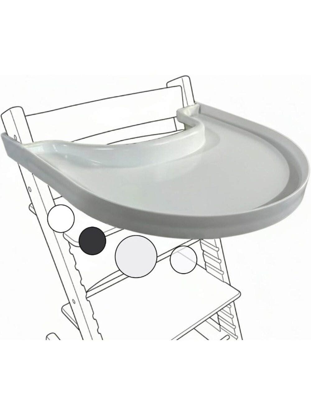 Adjustable High Chair Tray - Gray Suction Surface, Snap-On, BPA Free, No Baby